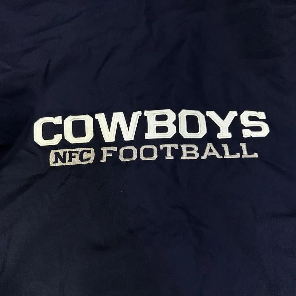 Dallas Cowboys Reebok Onfield Jacket Men’s XL Navy Fleece Lined Full Zip Hooded